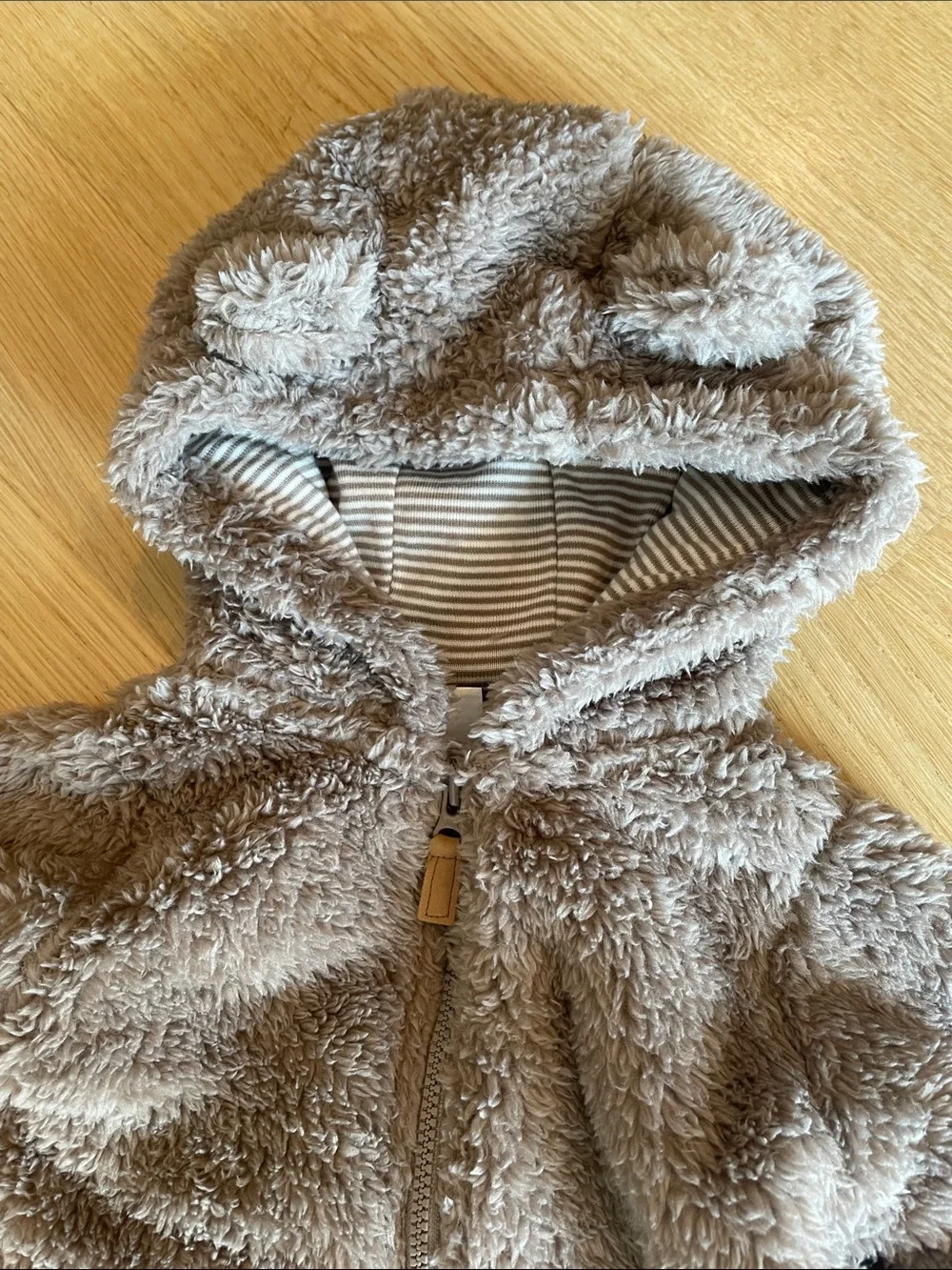 Carter's Plush Hooded Footed One-Piece in Taupe